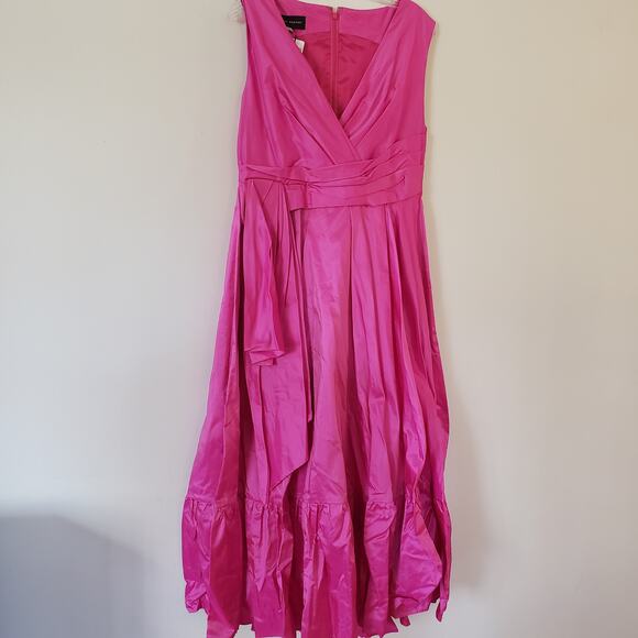 Talbot Runof Silk Taffeta Faux-Wrap Tea-Length Gown Size 12 - Picture 4 of 12